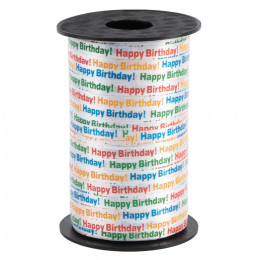 Лента (0,5 см*250 м) Happy Birthday, 1 шт.