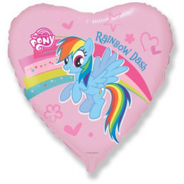 M FM Шар (18''/46 см) Сердце, My Little Pony, Лошадка Радуга, Розовый, 1 шт.
