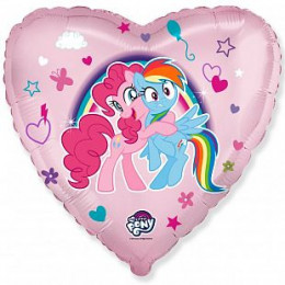 M FM Шар (18''/46 см) Сердце, My Little Pony, Лошадки Пинки Пай и Радуга, Розовый, 1 шт.