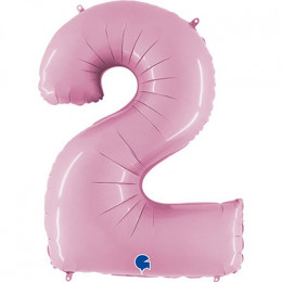 M Grb Шар (40"/102 см) Цифра, 2, Пастель Pink, 1 шт.