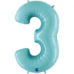 M Grb Шар (40"/102 см) Цифра, 3, Пастель Blue, 1 шт.