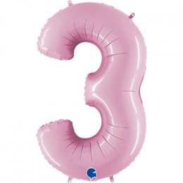 M Grb Шар (40"/102 см) Цифра, 3, Пастель Pink, 1 шт.
