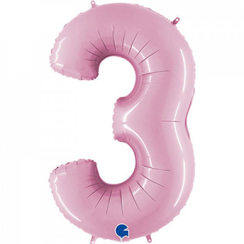M Grb Шар (40"/102 см) Цифра, 3, Пастель Pink, 1 шт.
