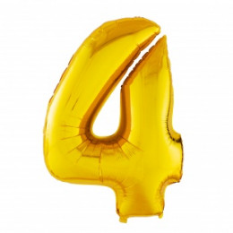M Agr Шар (40''/102 см) Цифра, 4, Золото, 1 шт.