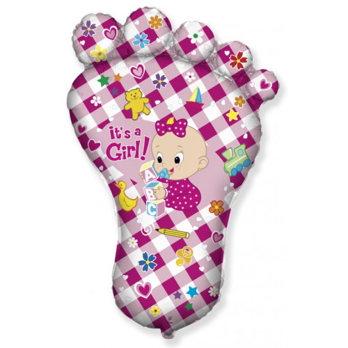 M FM Шар (38''/97 см) Фигура, Стопа девочки, Розовый, 1 шт.