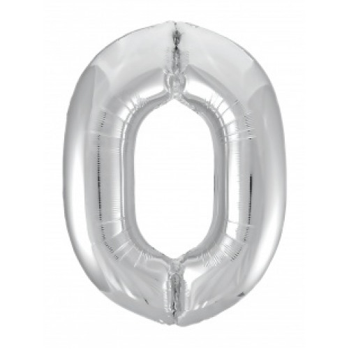 M VZ Шар (40"/101 см) Цифра, 0, Серебро/Silver, 1 шт.