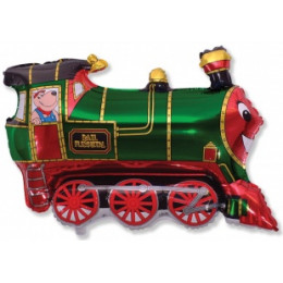 M FM Шар (31''/79 см) Фигура, Паровозик, Зеленый, 1 шт.