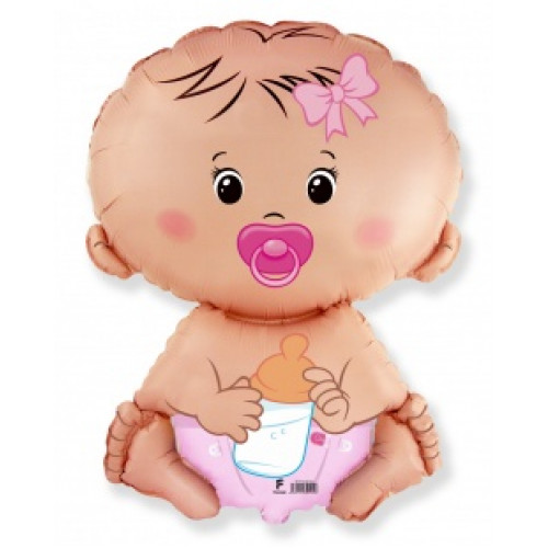 M FM Шар (26''/66 см) Фигура, Малышка девочка, Розовый, 1 шт.
