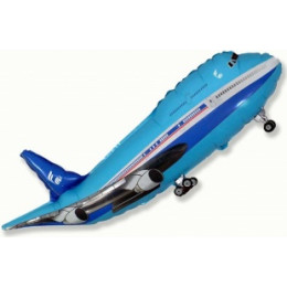 M FM Шар (17''/43 см) Мини-фигура, Самолет, Пассажирский лайнер, Синий, AIR, 1 шт.