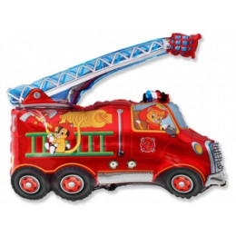 M FM Шар (14''/36 см) Мини-фигура, Пожарная машина, Красный, AIR, 1 шт.