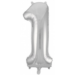 M Fal Шар (34"/86 см) Цифра, 1, Серебро, 1 шт.