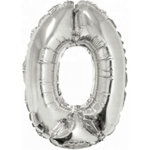 M Ves Шар (16"/41 см) Мини-цифра, 0, Серебро, AIR, 1 шт.