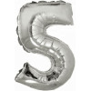 M Ves Шар (16"/41 см) Мини-цифра, 5, Серебро, AIR, 1 шт.