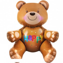 M Fal Шар (22"/56 см) Фигура, 3D, Сидячий мишка, Коричневый, 1 шт.
