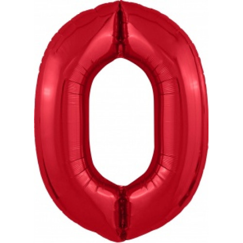M Agr Шар (40''/102 см) Цифра, 0 Slim, Красный, 1 шт.