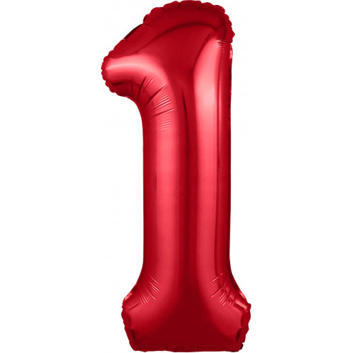 M Agr Шар (40''/102 см) Цифра, 1 Slim, Красный, 1 шт.