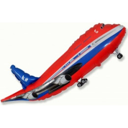 M FM Шар (39''/99 см) Фигура, Самолет, Пассажирский лайнер, Красный, 1 шт