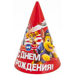 Колпаки Щенячий Патруль, С Днем Рождения!, Красный, 6 шт.