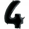 M Grb Шар (40"/102 см) Цифра, 4, Черный, Black, 1 шт.