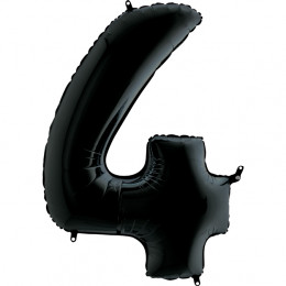 M Grb Шар (40"/102 см) Цифра, 4, Черный, Black, 1 шт.