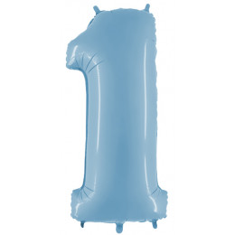 M FM Шар (32''/81 см) Цифра, 1, Голубой, 1 шт.
