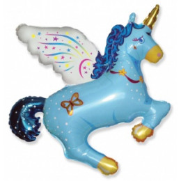 M FM Шар (16''/41 см) Мини-фигура,Волшебный единорог, Голубой, AIR, 1 шт.