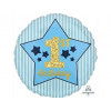 M Agm Шар (18"/46см) Круг, 1-й ДР Мальчик Звезды BlueGold, S40, 1 шт.