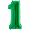 M Grb Шар (40"/102 см) Цифра, 1, Зеленый Green, 1 шт.