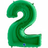 M Grb Шар (40"/102 см) Цифра, 2, Зеленый Green, 1 шт.