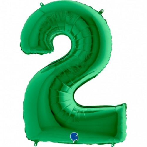 M Grb Шар (40"/102 см) Цифра, 2, Зеленый Green, 1 шт.