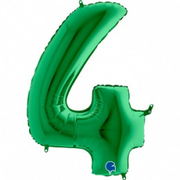 M Grb Шар (40"/102 см) Цифра, 4, Зеленый Green, 1 шт.