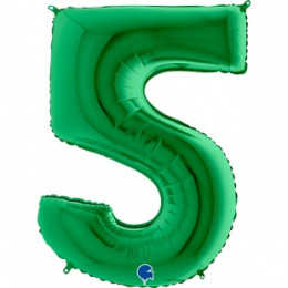 M Grb Шар (40"/102 см) Цифра, 5, Зеленый Green, 1 шт.