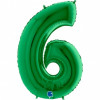 M Grb Шар (40"/102 см) Цифра, 6, Зеленый Green, 1 шт.
