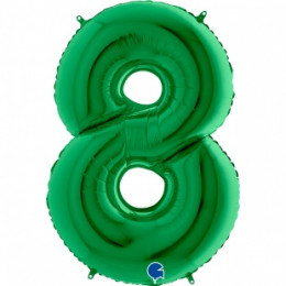 M Grb Шар (40"/102 см) Цифра, 8, Зеленый Green, 1 шт.