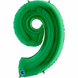 M Grb Шар (40"/102 см) Цифра, 9, Зеленый Green, 1 шт.