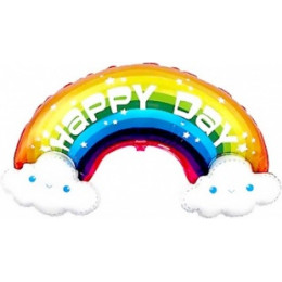 M FM Шар (39''/99 см) Фигура, Радуга в облаках, Happy Day, 1 шт.
