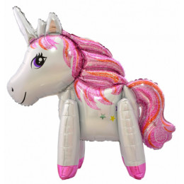 M Fal Шар (40"/102 см) Фигура ход, 3D, Звездный Единорог, Белый, AIR, 1 шт.