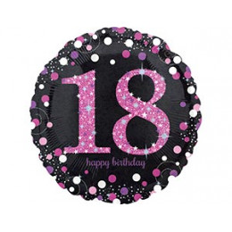 M Agm Шар (18"/46см) Круг, HB Sparkling Birthday 18 pink, S55, 1 шт.
