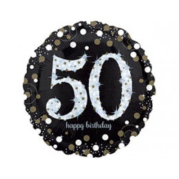 M Agm Шар (18"/46см) Круг, HB Sparkling Birthday 50 gold, S55, 1 шт.