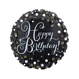 M Agm Шар (18"/46см) Круг, HB Sparkling Birthday gold, S55, 1 шт.