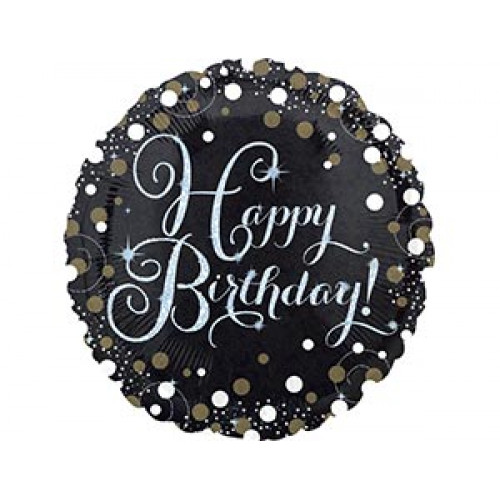 M Agm Шар (18"/46см) Круг, HB Sparkling Birthday gold, S55, 1 шт.