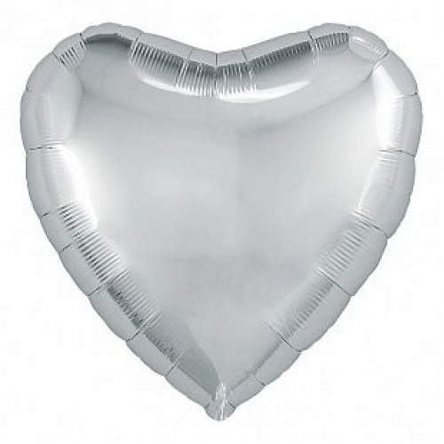 M Agr Шар (9"/23 см) Фигура, Сердце мини, Серебро, 1 шт.