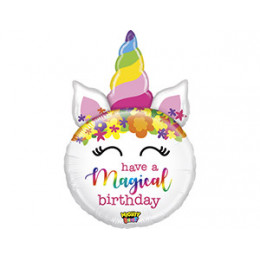 M Grb Шар (33"/82 см) Фигура, HAVE MAGICAL BIRTHDAY Единорог, 1 шт.