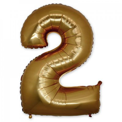 M Grb Шар (40"/102 см) Цифра, 2, Gold, 1 шт.