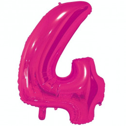M VZ Шар (26"/66 см) Цифра, 4, Фуксия/Fuchsia, 1 шт.