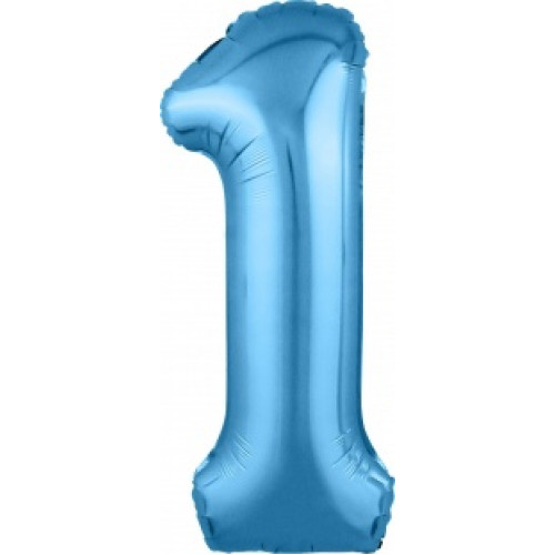 M Agr Шар (40''/102 см) Цифра, 1 Slim, Голубой, 1 шт. в упак.