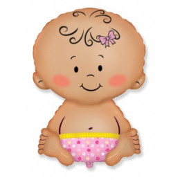 M FM Шар (13''/33 см) Мини-фигура, Малышка девочка, Розовый, AIR, 1 шт.