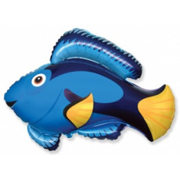 M FM Шар (14''/36 см) Мини-фигура, Рыба, Флаговый хирург, Голубой, AIR, 1 шт.