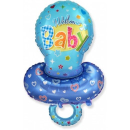 M FM Шар (14''/36 см) Мини-фигура, Соска-пустышка для мальчика, Голубой, AIR, 1 шт.