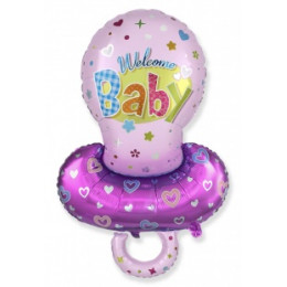 M FM Шар (14''/36 см) Мини-фигура, Соска-пустышка для девочки, Розовый, AIR, 1 шт.